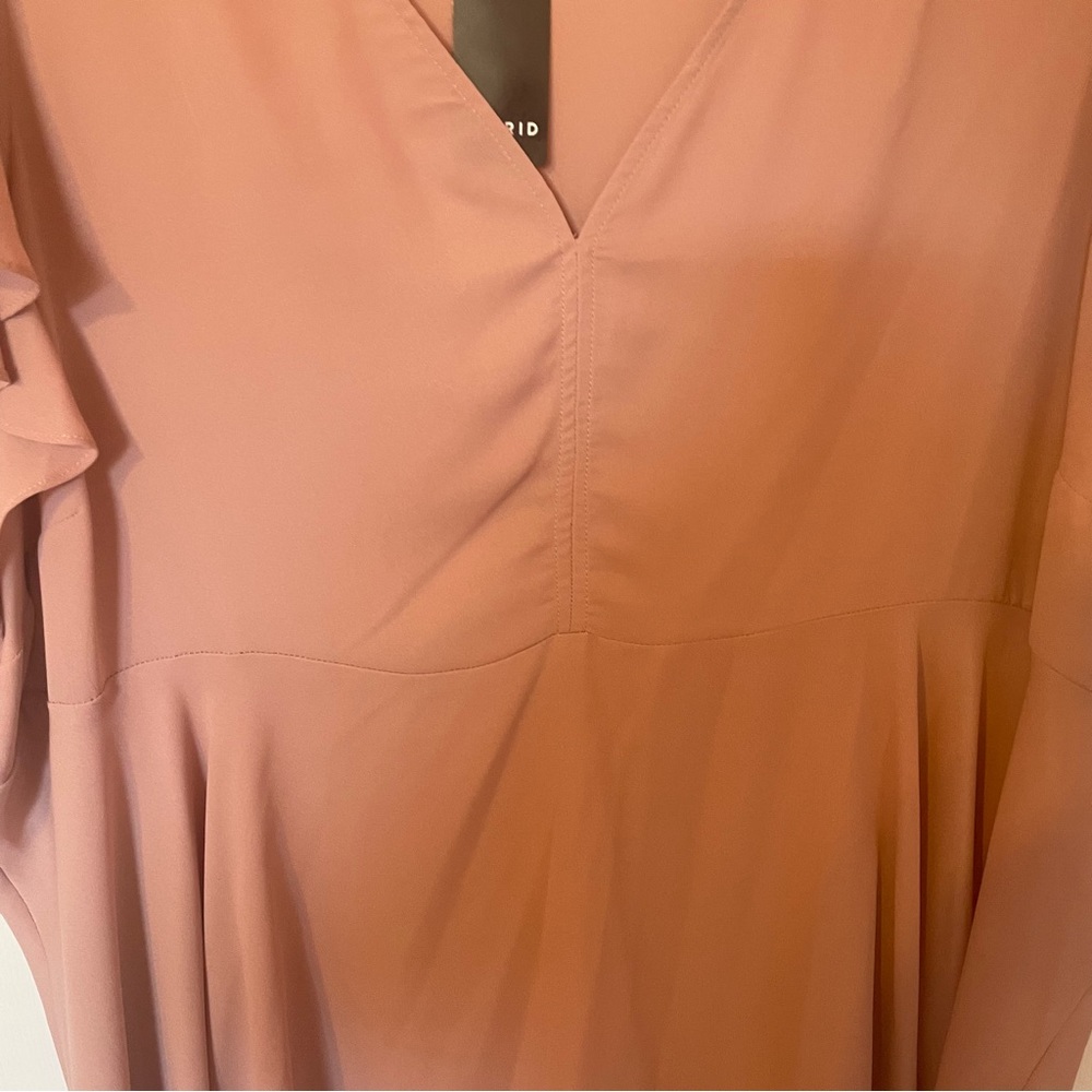 Dusty Rose Quartz Flutter Sleeve Blouse - Picture 2 of 5